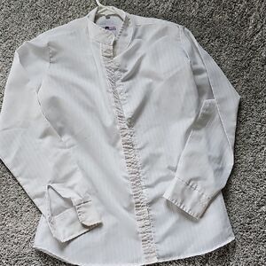 Elegant Cream Blouse with Mandarin Collar